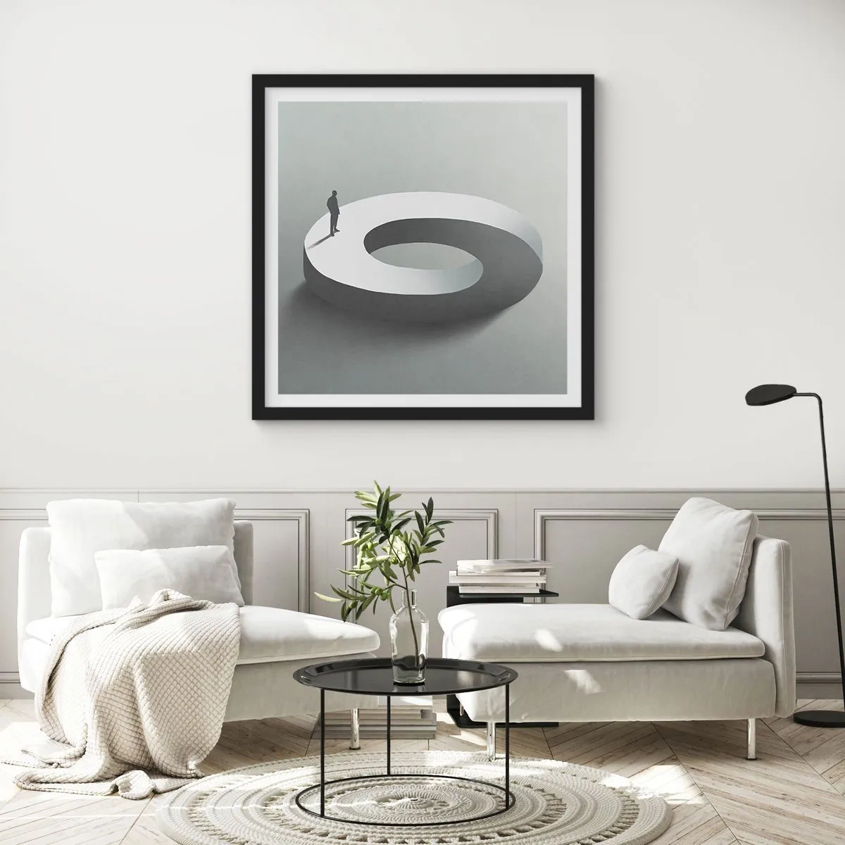 Affiche dans un cadre noir - Poster - Et sois intelligent ici - 40x40 cm