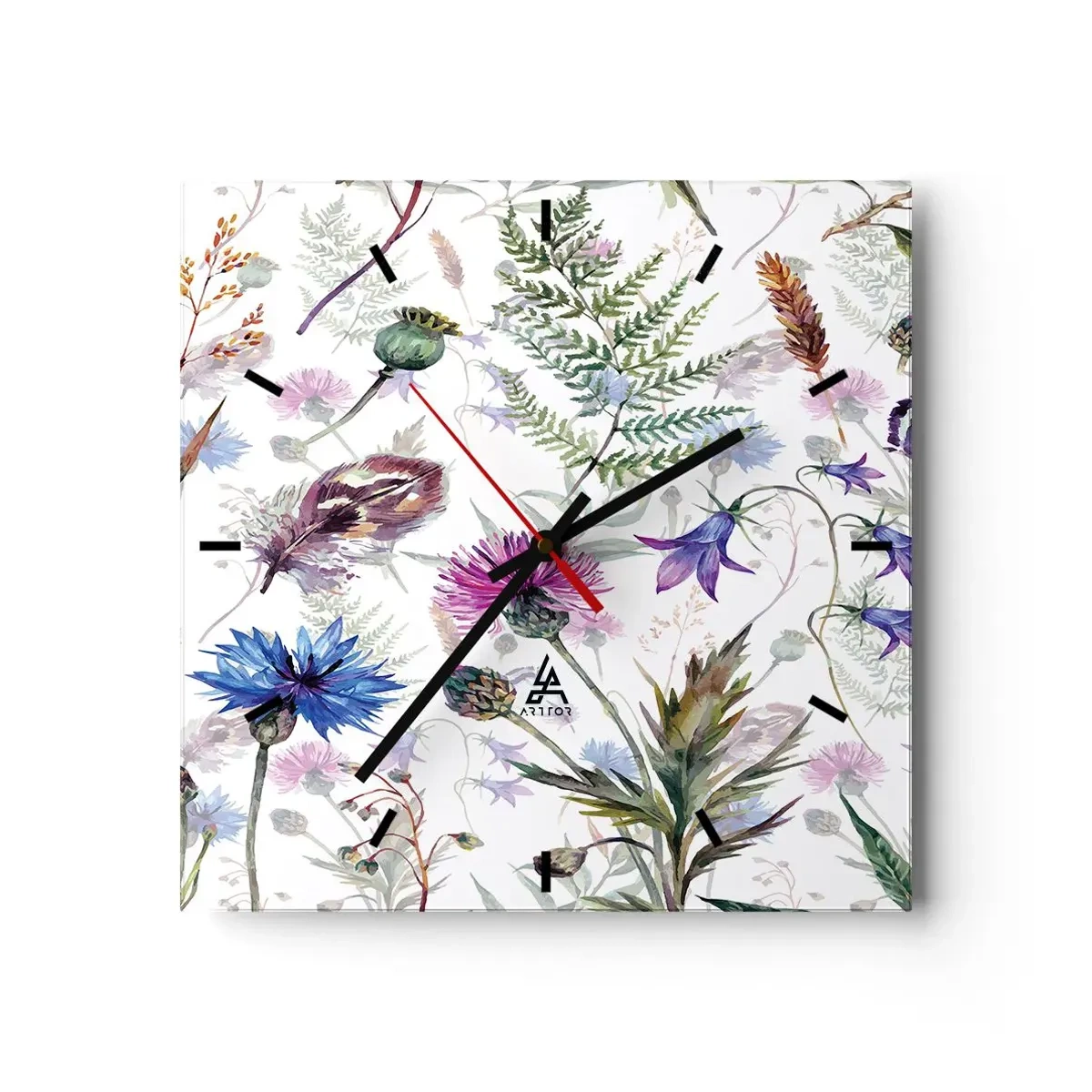 Horloge murale - Pendule murale - Herbier polonais - 40x40 cm
