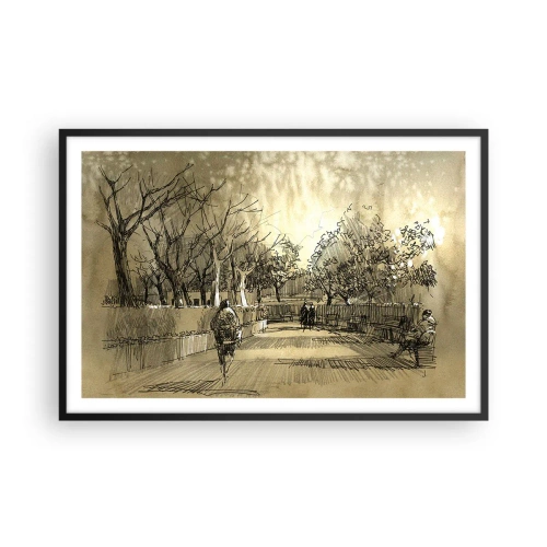 Affiche dans un cadre noir - Poster - Un moment arrêté avec une plume - 91x61 cm