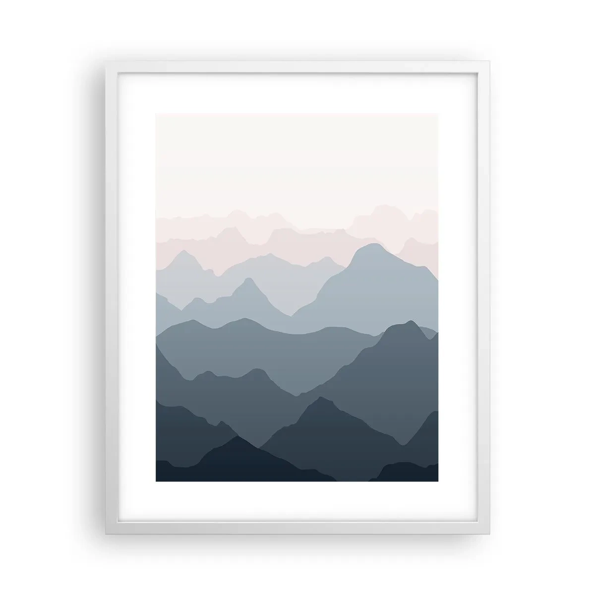 Affiche dans un cadre blanc - Poster - Vagues de montagnes - 40x50 cm