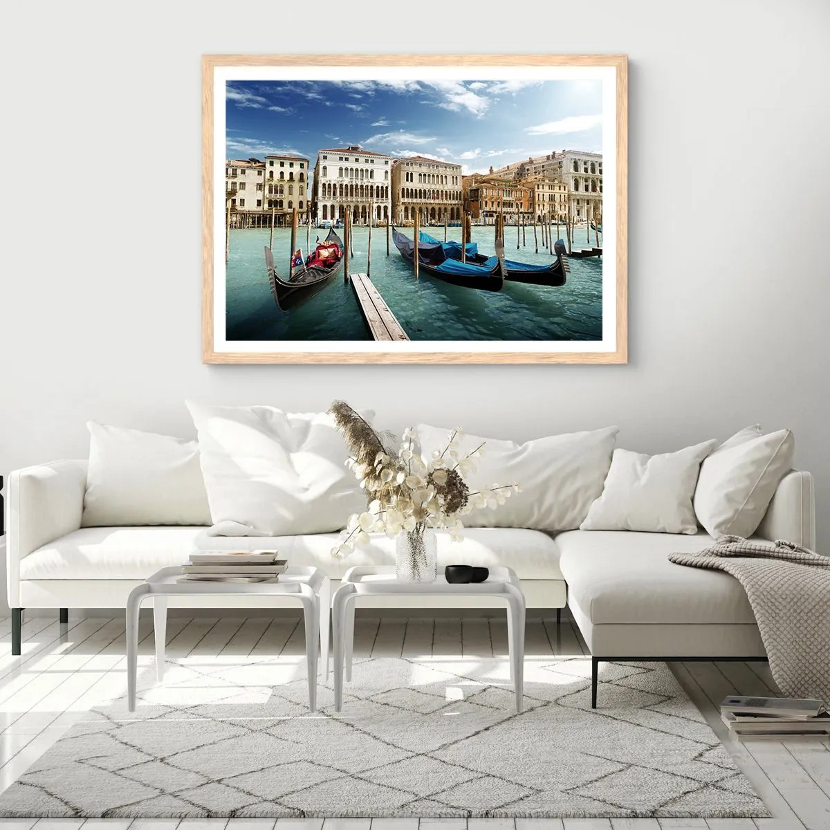 Affiche dans un chêne clair - Poster - Palace bleu ciel - 40x30 cm