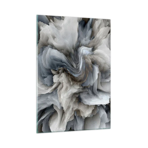 Impression sur verre - Image sur verre - Une composition abstraite ressemblant à des plumes tourbillonnantes - 50x70cm - Pierre et fleur - Décoration murale moderne pour le salon et la chambre ARTTOR