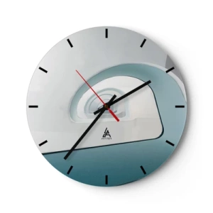 Horloge murale - Pendule murale - Architecture moderne avec une arche géométrique dans des tons de bleu - 30x30cm - Au profondeur du bleu - Décoration murale moderne pour le salon, la cuisine et la chambre ARTTOR