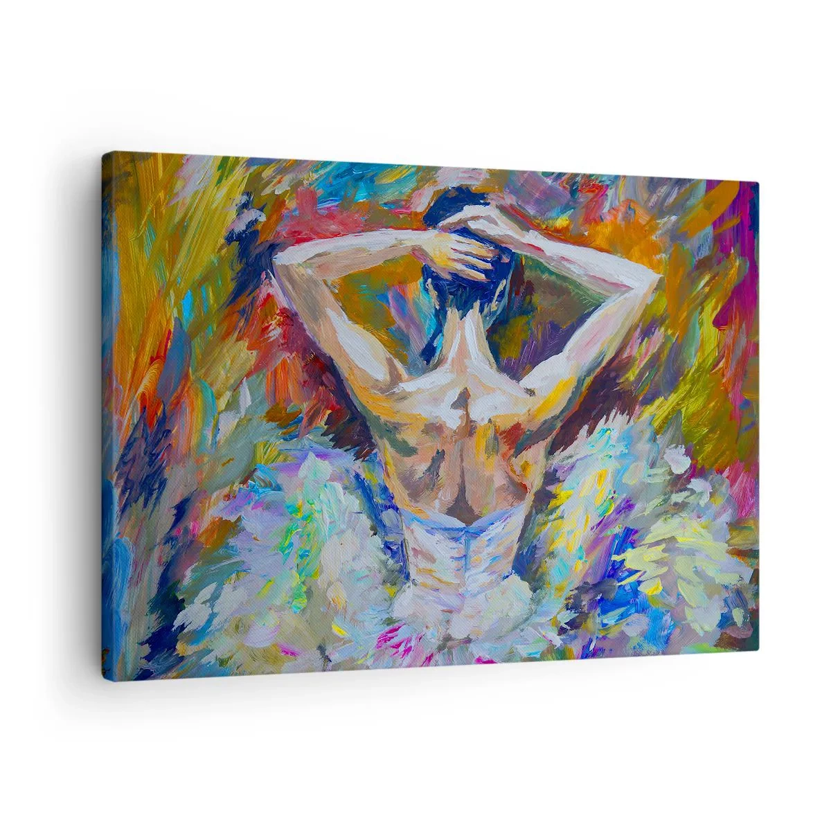 Impression sur toile - Image sur toile - Une ballerine aux couleurs dynamiques et à l'expression picturale - 70x50cm - Il se peut que ce soit tout - Décoration murale moderne pour le salon et la chambre ARTTOR