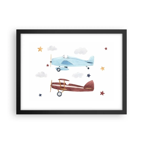 Affiche dans un cadre noir - Poster - Monsieur le pilote, nous vous attendons ! - 40x30 cm