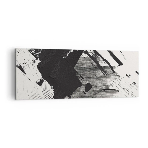 Impression sur toile - Image sur toile - Traits abstraits de noir sur fond blanc - 140x50cm - Abstraction – expression du noir - Décoration murale moderne pour le salon et la chambre ARTTOR
