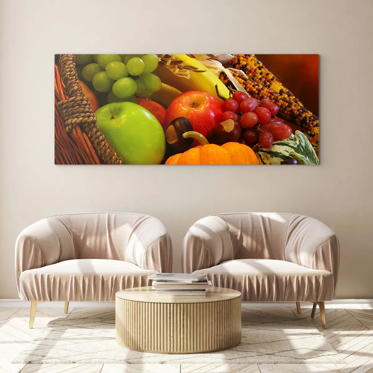 Impression sur verre - Image sur verre - Panier de récolte - 90x30 cm