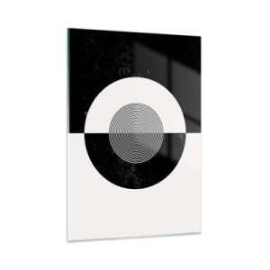 Impression sur verre - Image sur verre - Motif géométrique de symétrie noir et blanc - 50x70cm - Harmonie de noir et blanc - Décoration murale moderne pour le salon et la chambre ARTTOR