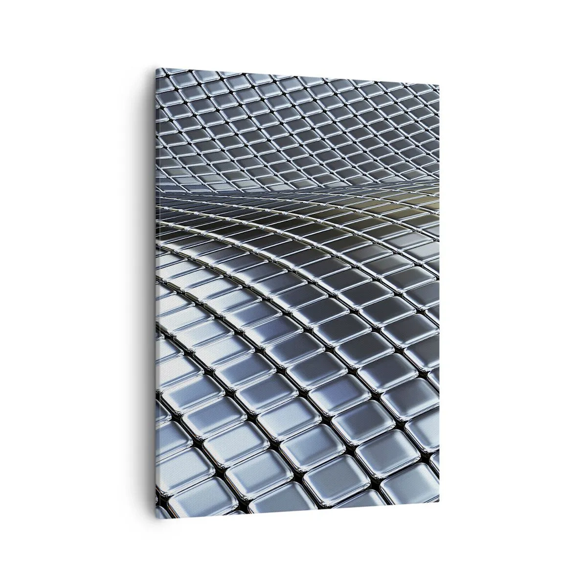 Impression sur toile - Image sur toile - Structure moderne composée de carrés métalliques - 50x70cm - Vague argent métallique - Décoration murale moderne pour le salon et la chambre ARTTOR