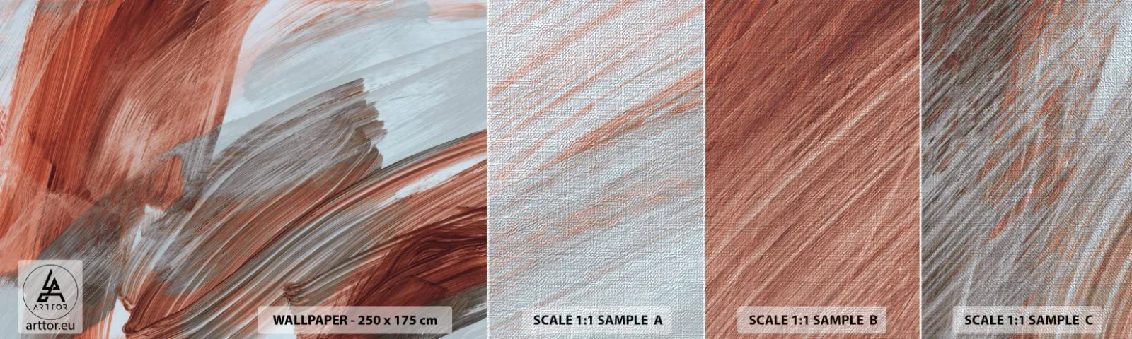 Échantillon de Papier Peint Premium Canvas - Abstraction venteuse et automnale - Morceau, Chaos, Minimalisme - 100x30 cm