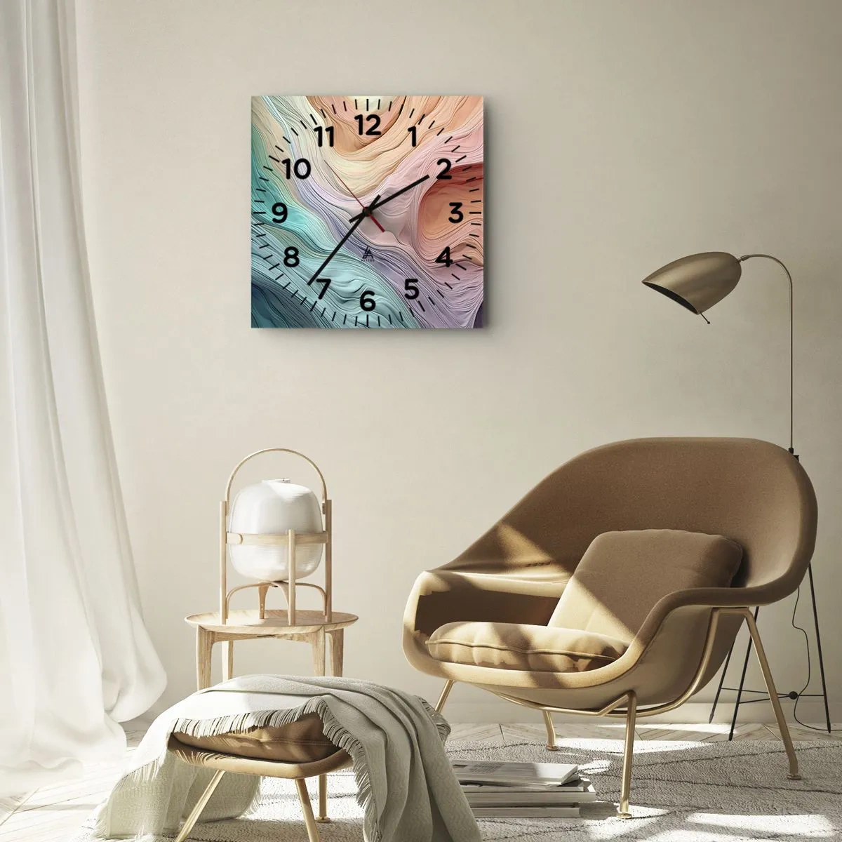 Horloge murale - Pendule murale - Vague arc-en-ciel - 30x30 cm