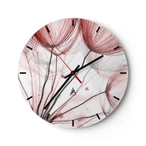 Horloge murale - Pendule murale - Pissenlits délicats dans des tons de rouge et de blanc - 30x30cm - Avant le départ - Décoration murale moderne pour le salon, la cuisine et la chambre ARTTOR