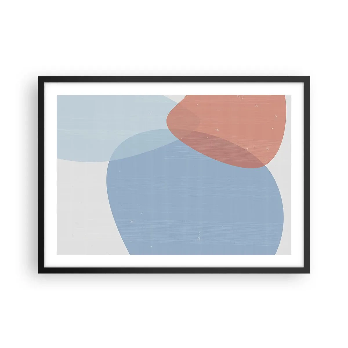Affiche dans un cadre noir - Poster - Une composition abstraite dans des tons pastel de bleu et de rose avec des formes organiques. - 70x50cm - Relations pastel - Décoration murale moderne pour le salon et la chambre ARTTOR