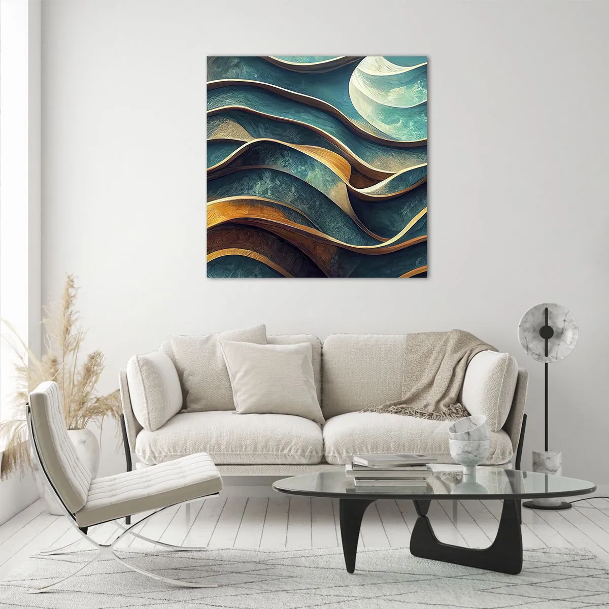 Impression sur verre - Image sur verre - Méandres de bleu - 70x70 cm