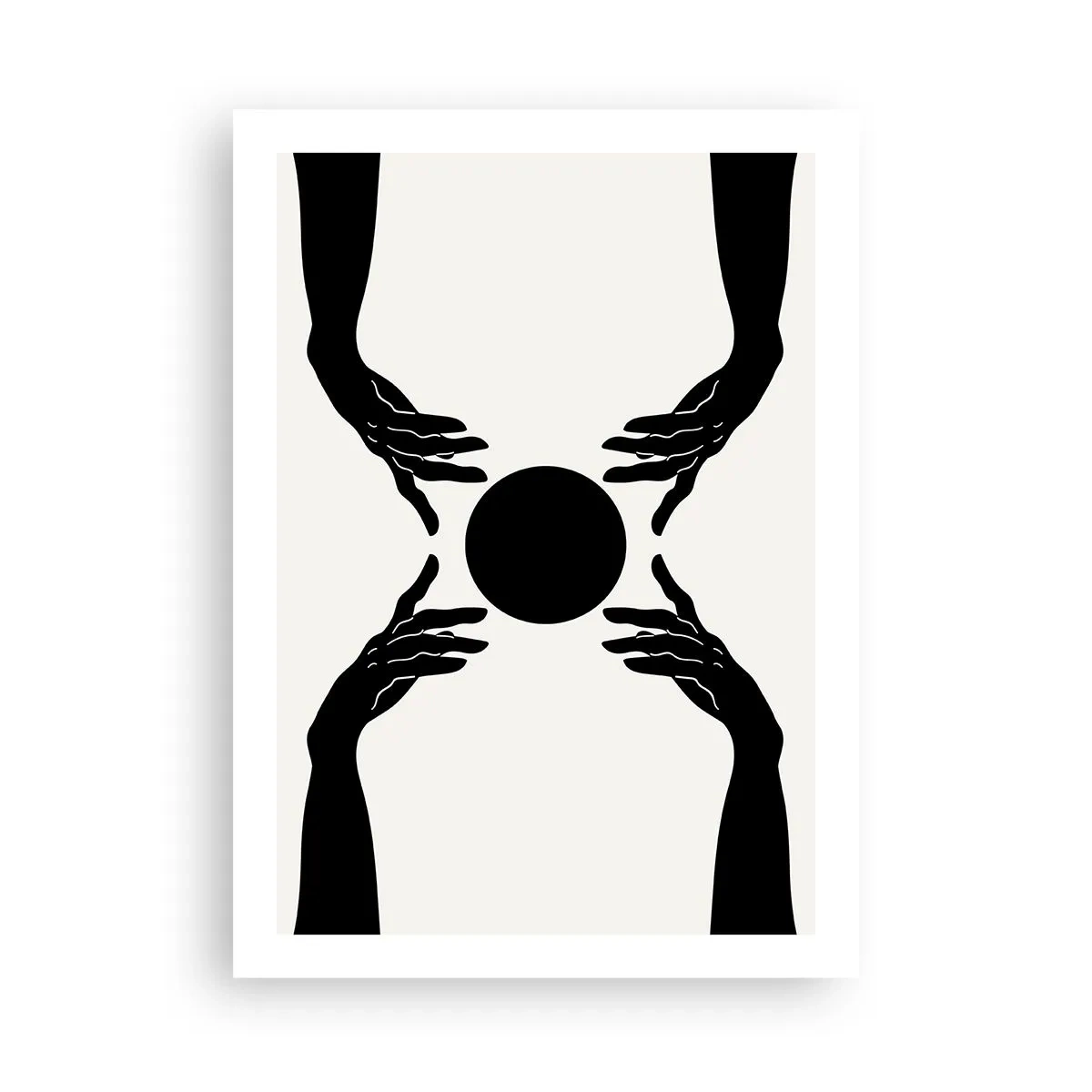 Affiche - Poster - Graphique noir et blanc d'une main avec une balle - 50x70cm - Signe secret - Décoration murale moderne pour le salon et la chambre ARTTOR