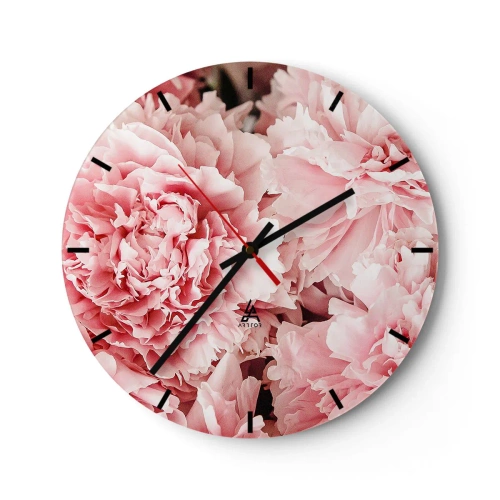 Horloge murale - Pendule murale - Gros plan de pivoines roses luxuriantes en pleine floraison - 30x30cm - Rêve rose - Décoration murale moderne pour le salon, la cuisine et la chambre ARTTOR