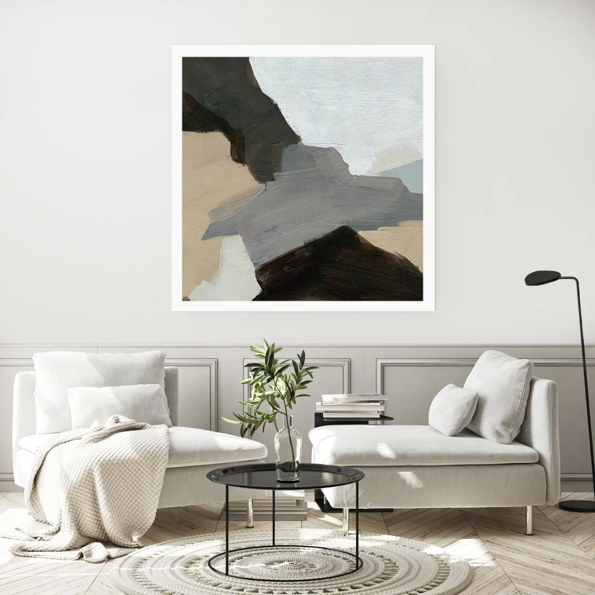 Affiche - Poster - Abstraction : le carrefour du gris - 40x40 cm