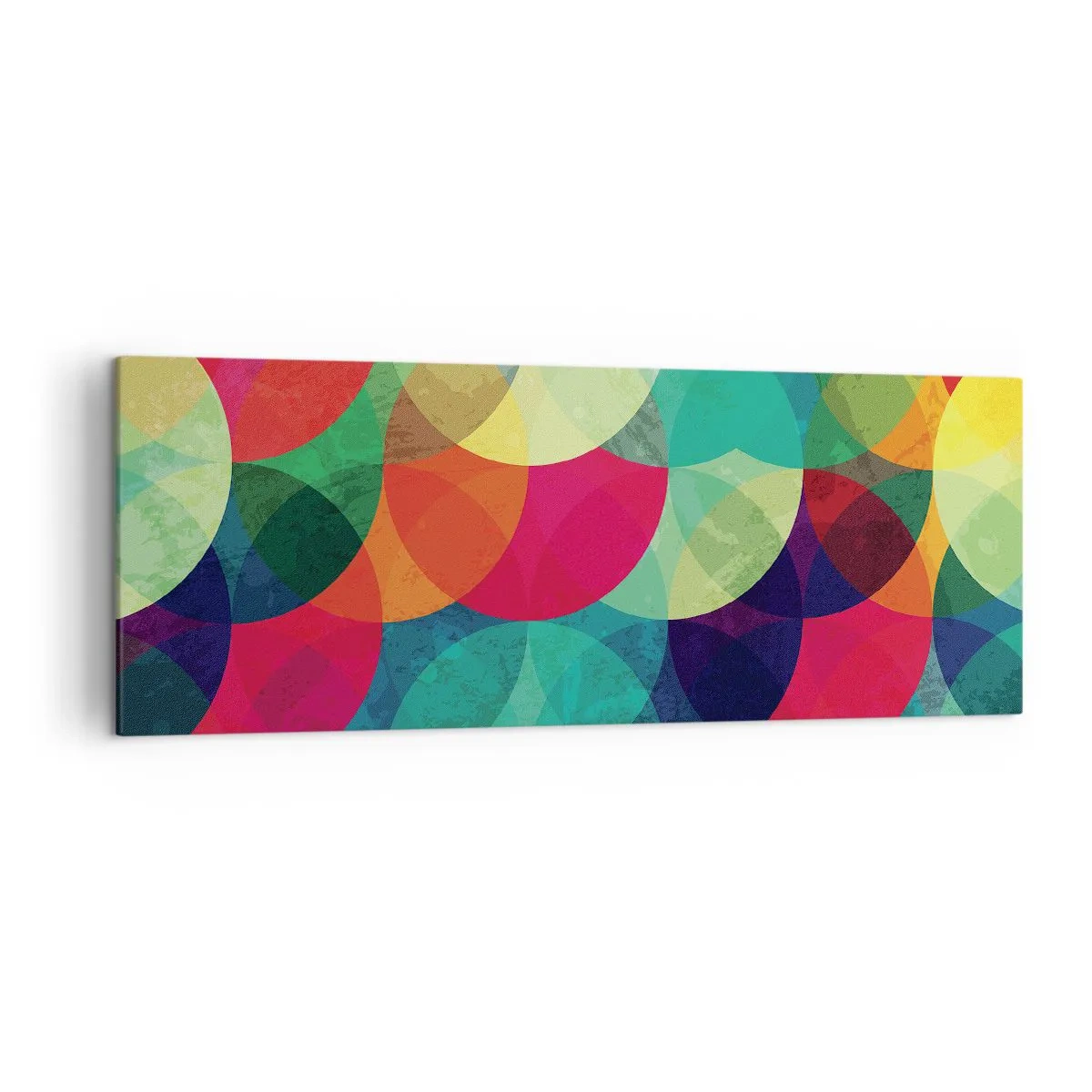 Impression sur toile - Image sur toile - Motifs géométriques colorés composés de cercles et de demi-cercles - 140x50cm - Ascension - Décoration murale moderne pour le salon et la chambre ARTTOR