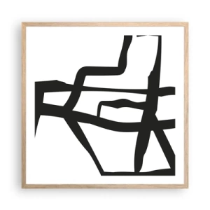 Affiche dans un chêne clair - Poster - Conception noir et blanc - 60x60 cm