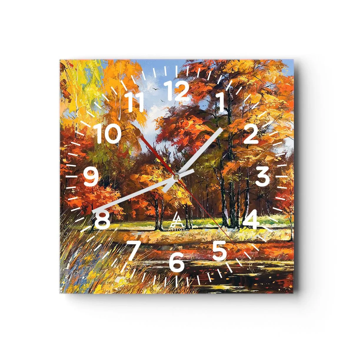 Horloge murale - Pendule murale - Paysage en or et bronze - 30x30 cm