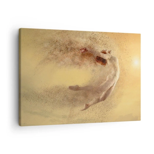 Impression sur toile - Image sur toile - Une figure en mouvement dynamique avec un effet de désintégration - 70x50cm - Dans le ravissement de la danse - Décoration murale moderne pour le salon et la chambre ARTTOR