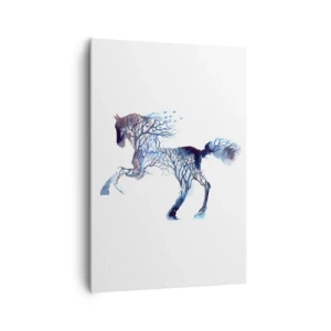 Impression sur toile - Image sur toile - Graphique artistique de cheval avec des motifs d'arbres et d'oiseaux - 70x100cm - Comme si la forêt avait bougé - Décoration murale moderne pour le salon et la chambre ARTTOR