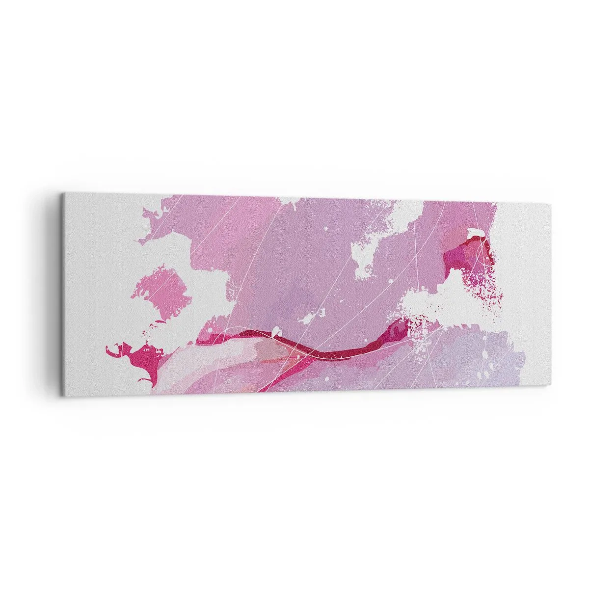 Impression sur toile - Image sur toile - Carte du monde abstraite dans les tons de rose - 140x50cm - Carte du monde rose - Décoration murale moderne pour le salon et la chambre ARTTOR