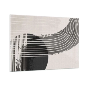 Impression sur verre - Image sur verre - Abstraction en noir et blanc avec des lignes et des formes géométriques - 100x70cm - Aller et retour - Décoration murale moderne pour le salon et la chambre ARTTOR