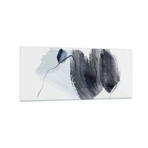 Impression sur verre - Image sur verre - Composition abstraite dans les tons de gris et de bleu - 120x50cm - Intensité et mouvement - Décoration murale moderne pour le salon et la chambre ARTTOR