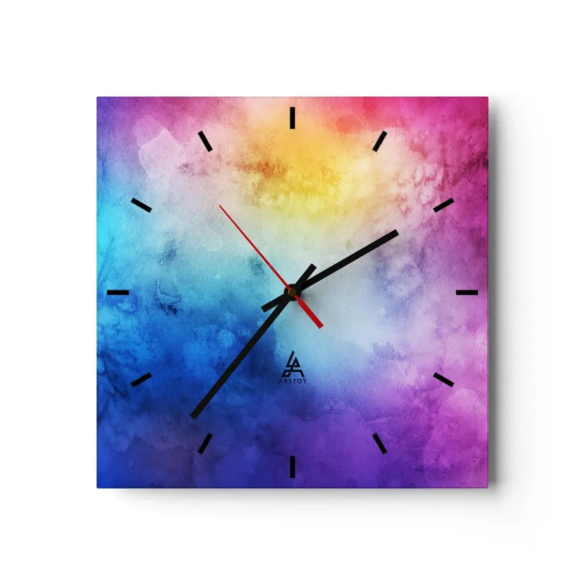 Horloge murale - Pendule murale - Une composition abstraite dans des tons pastel de rose et de bleu. - 30x30cm - Presque au septième ciel - Décoration murale moderne pour le salon et la chambre ARTTOR