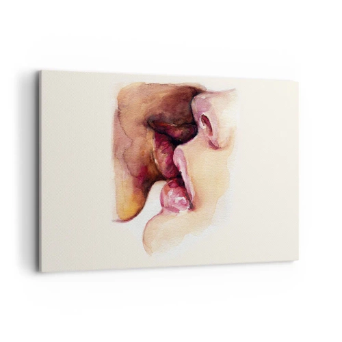 Impression sur toile - Image sur toile - Une aquarelle représentant un gros plan d'un visage - 120x80cm - Comme le jour et la nuit, la terre et le ciel - Décoration murale moderne pour le salon et la chambre ARTTOR