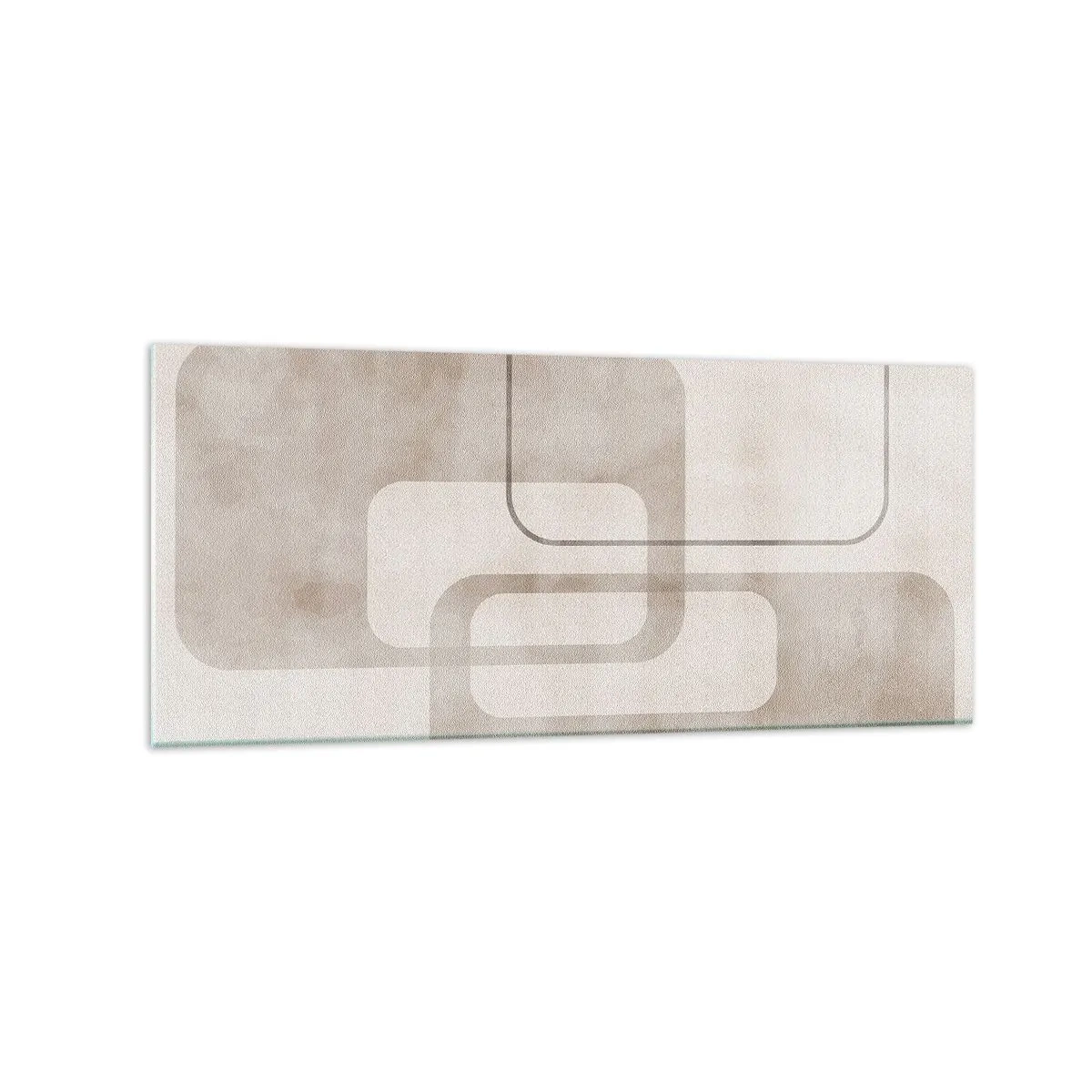 Impression sur verre - Image sur verre - Une composition minimaliste avec des rectangles dans des tons beiges sur un fond subtil. - 120x50cm - Fugue géométrique - Décoration murale moderne pour le salon et la chambre ARTTOR