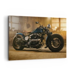 Impression sur toile - Image sur toile - Une moto élégante dans un intérieur industriel avec un éclairage chaleureux - 100x70cm - Je peux tout - Décoration murale moderne pour le salon et la chambre ARTTOR