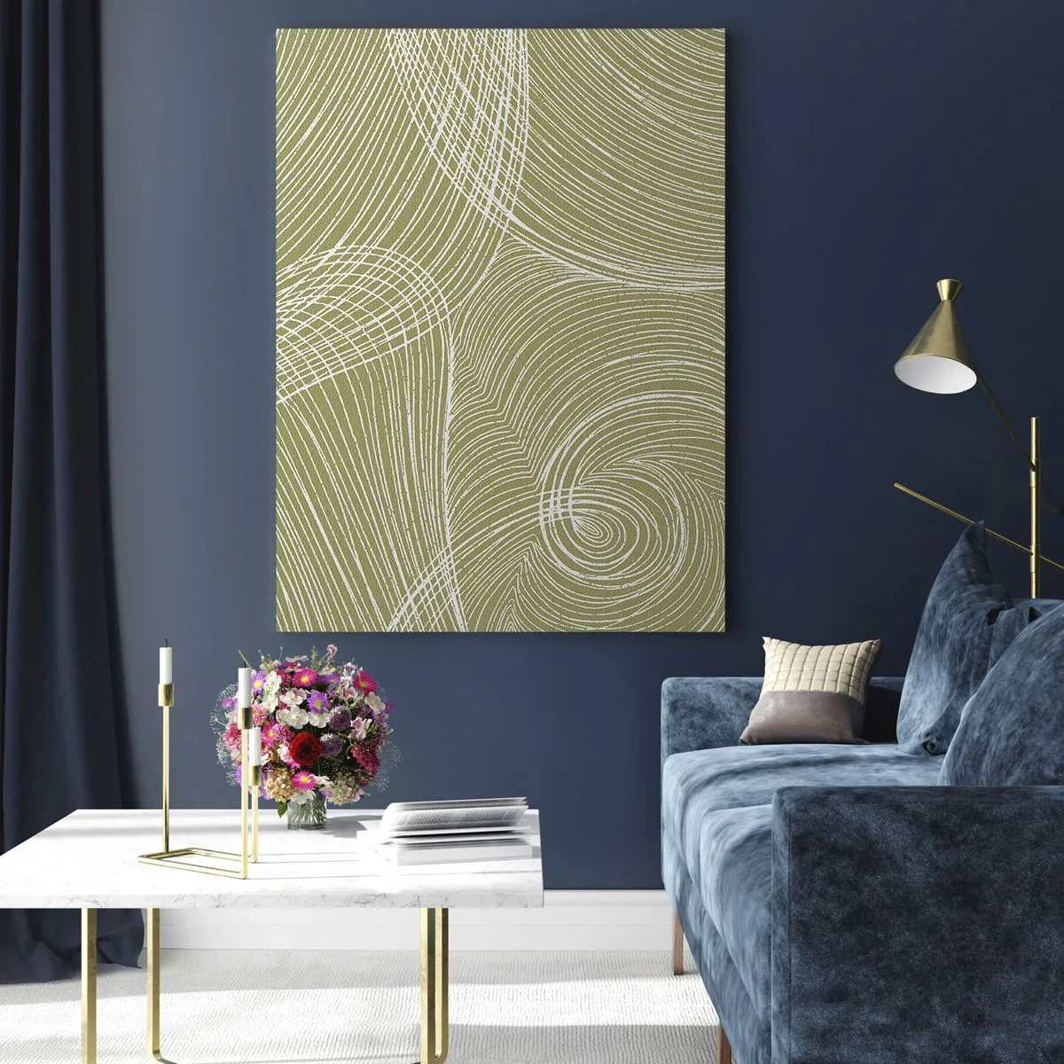 Impression sur verre - Image sur verre - Lignes vertes et blanches dans une composition abstraite - 70x100cm - Abstraction complexe de blanc - Décoration murale moderne pour le salon et la chambre ARTTOR