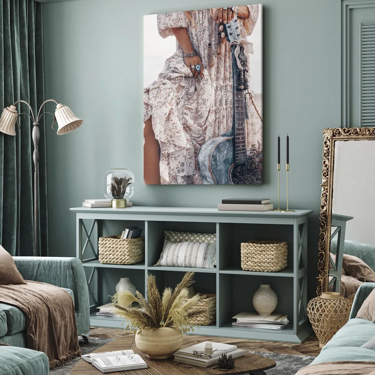 Impression sur toile - Image sur toile - Enfant de fleur en route - 65x120 cm