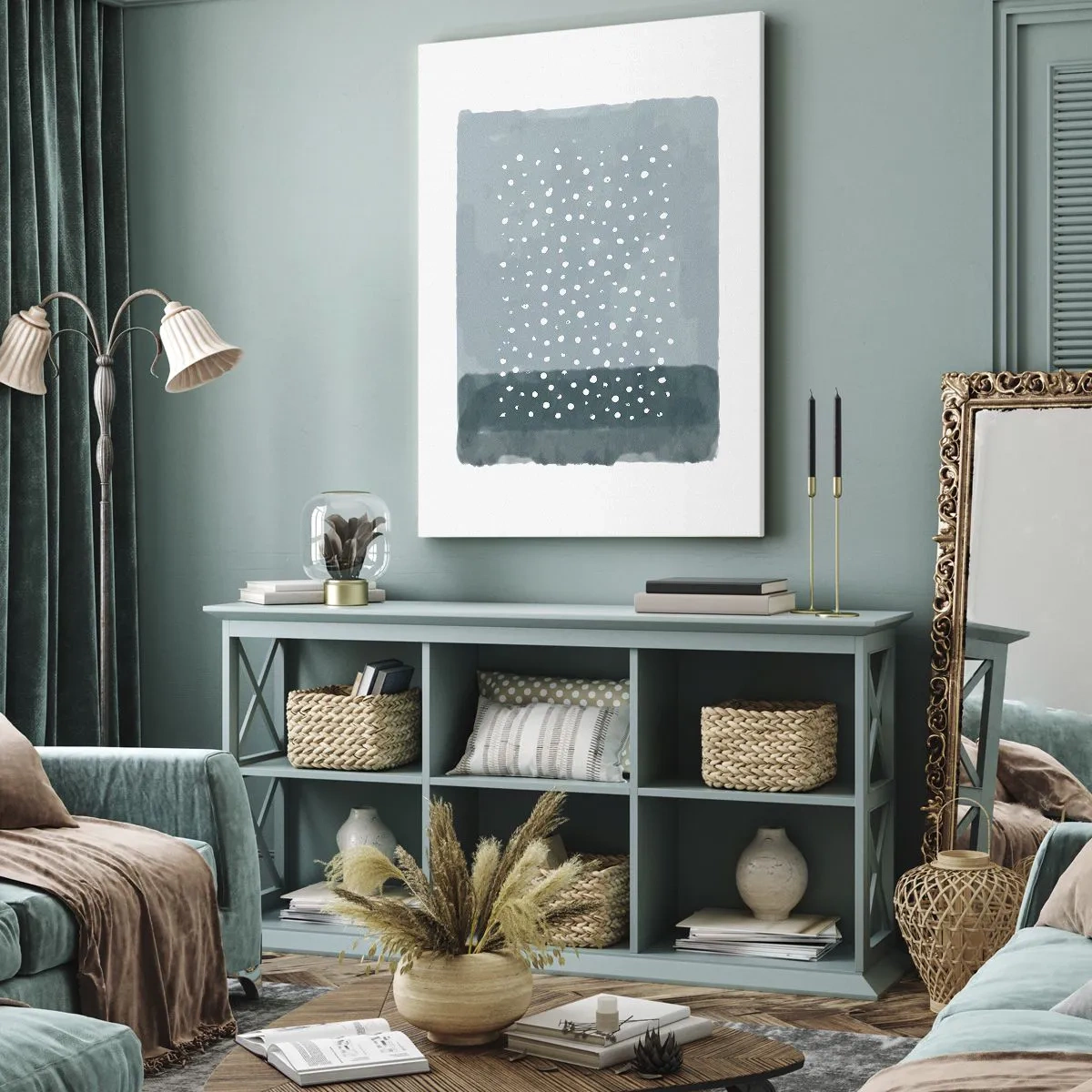 Impression sur toile - Image sur toile - Évolution de bleus - 55x100 cm