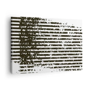 Impression sur toile - Image sur toile - Lignes abstraites avec un effet vieilli en noir et blanc - 70x50cm - Rythme et bruissement - Décoration murale moderne pour le salon et la chambre ARTTOR