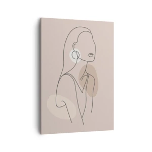 Impression sur toile - Image sur toile - Illustration minimaliste d'une femme avec des contours sur fond beige - 50x70cm - Icone féminin - Décoration murale moderne pour le salon et la chambre ARTTOR
