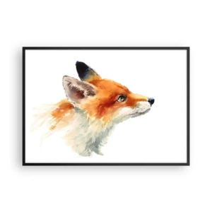 Affiche dans un cadre noir - Poster - Renard roux en style aquarelle sur fond blanc - 100x70cm - Vous ne pouvez jamais être trop prudent - Décoration murale moderne pour le salon et la chambre ARTTOR