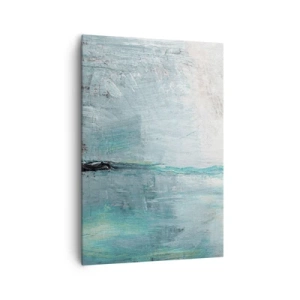 Impression sur toile - Image sur toile - Abstraction dans les tons turquoise et gris - 70x100cm - Horizontalement en bleu - Décoration murale moderne pour le salon et la chambre ARTTOR