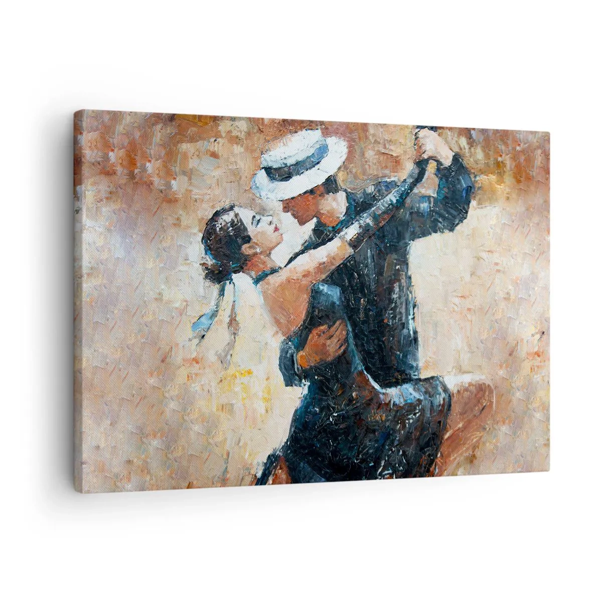 Impression sur toile - Image sur toile - Un couple dansant le tango dans un style romantique et élégant - 70x50cm - À la Rudolf Valentino - Décoration murale moderne pour le salon et la chambre ARTTOR