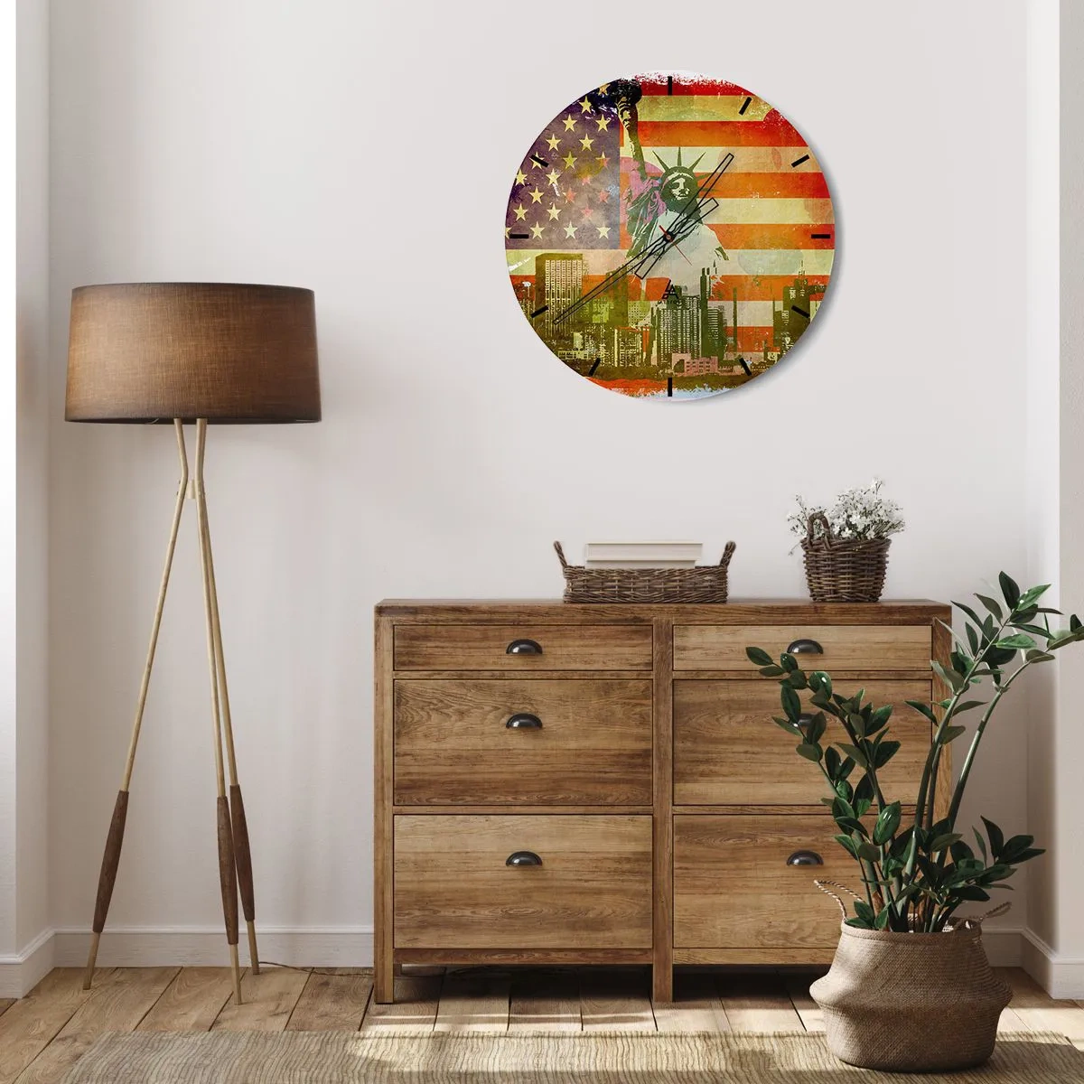 Horloge murale - Pendule murale - Vive l'Amérique! - 40x40 cm