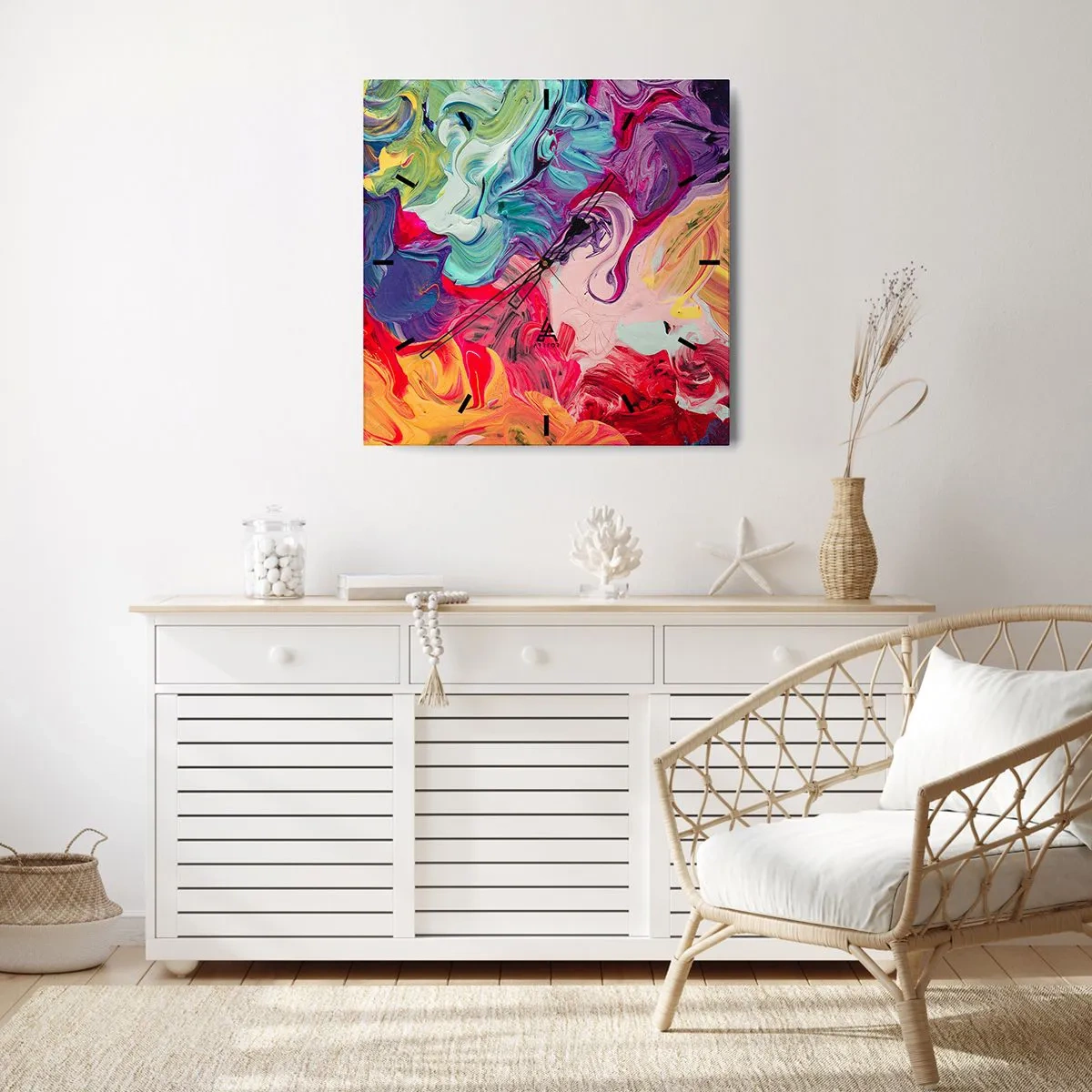 Horloge murale - Pendule murale - La naissance des couleurs - 40x40 cm