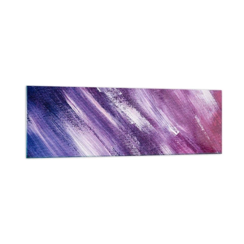 Impression sur verre - Image sur verre - Coups de pinceau abstraits dans des tons de violet et de rose - 160x50cm - Quand le vent ensoleillé souffle - Décoration murale moderne pour le salon et la chambre ARTTOR