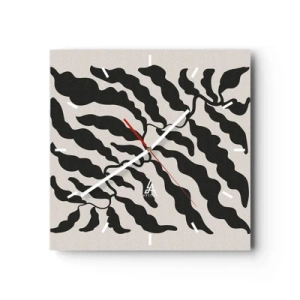 Horloge murale - Pendule murale - Brindilles avec des feuilles noires sur fond clair - 30x30cm - La nature du carré - Décoration murale moderne pour le salon et la chambre ARTTOR