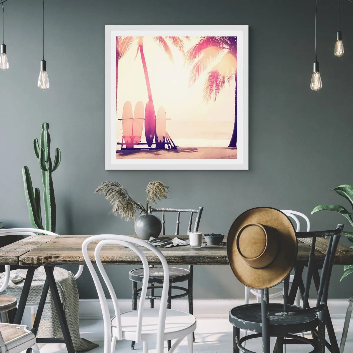 Affiche dans un cadre blanc - Poster - Ca va être une journée magnifique - 60x60 cm