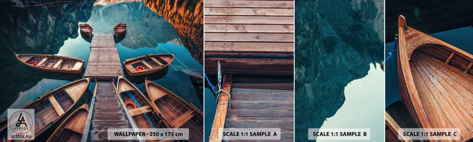 Échantillon De Papier Peint Standard Eco - J'attends à la marina - Paysage, Lac, Tyrol - 100x30 cm