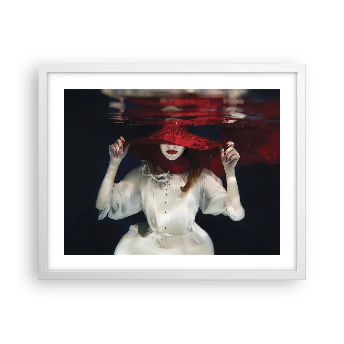 Affiche dans un cadre blanc - Poster - Femme mystérieuse - 50x40 cm