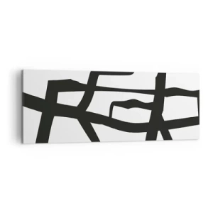 Impression sur toile - Image sur toile - Motif minimaliste noir et blanc avec des lignes géométriques - 140x50cm - Conception noir et blanc - Décoration murale moderne pour le salon et la chambre ARTTOR