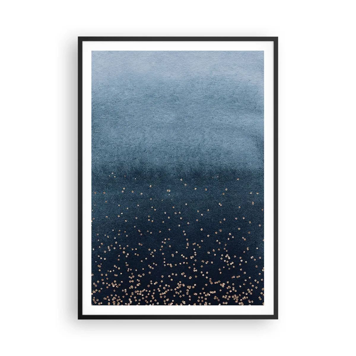 Affiche dans un cadre noir - Poster - Composition - phases bleues - 70x100 cm